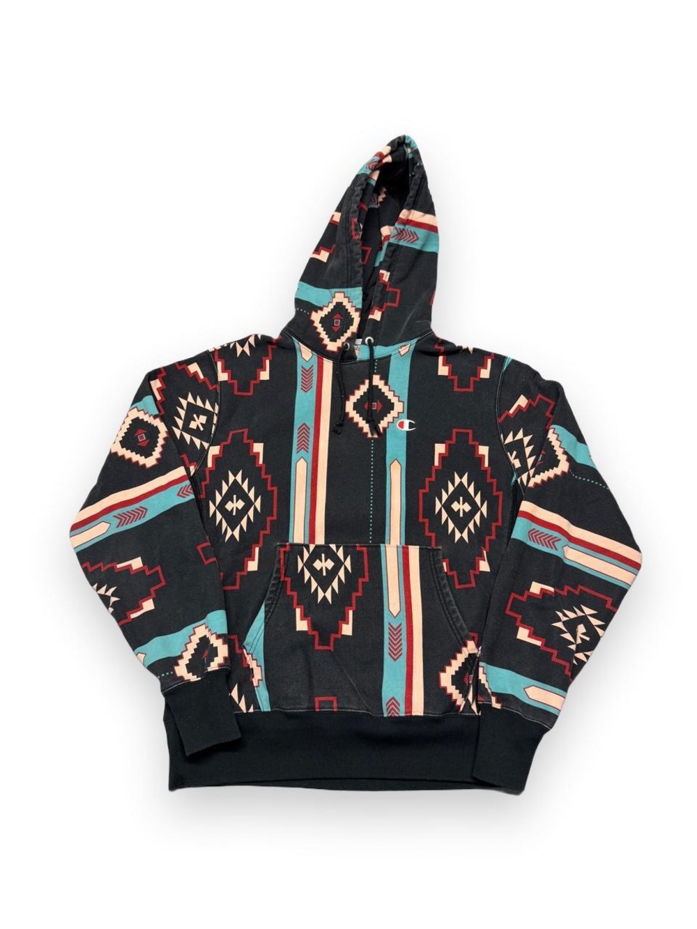 Champion reverse weave AOP Aztec southwestern hoodie L mens All over print